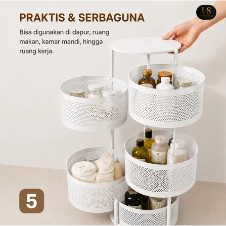 Rak Troli Susun Putar Besi Multifungsi Organizer Modern
