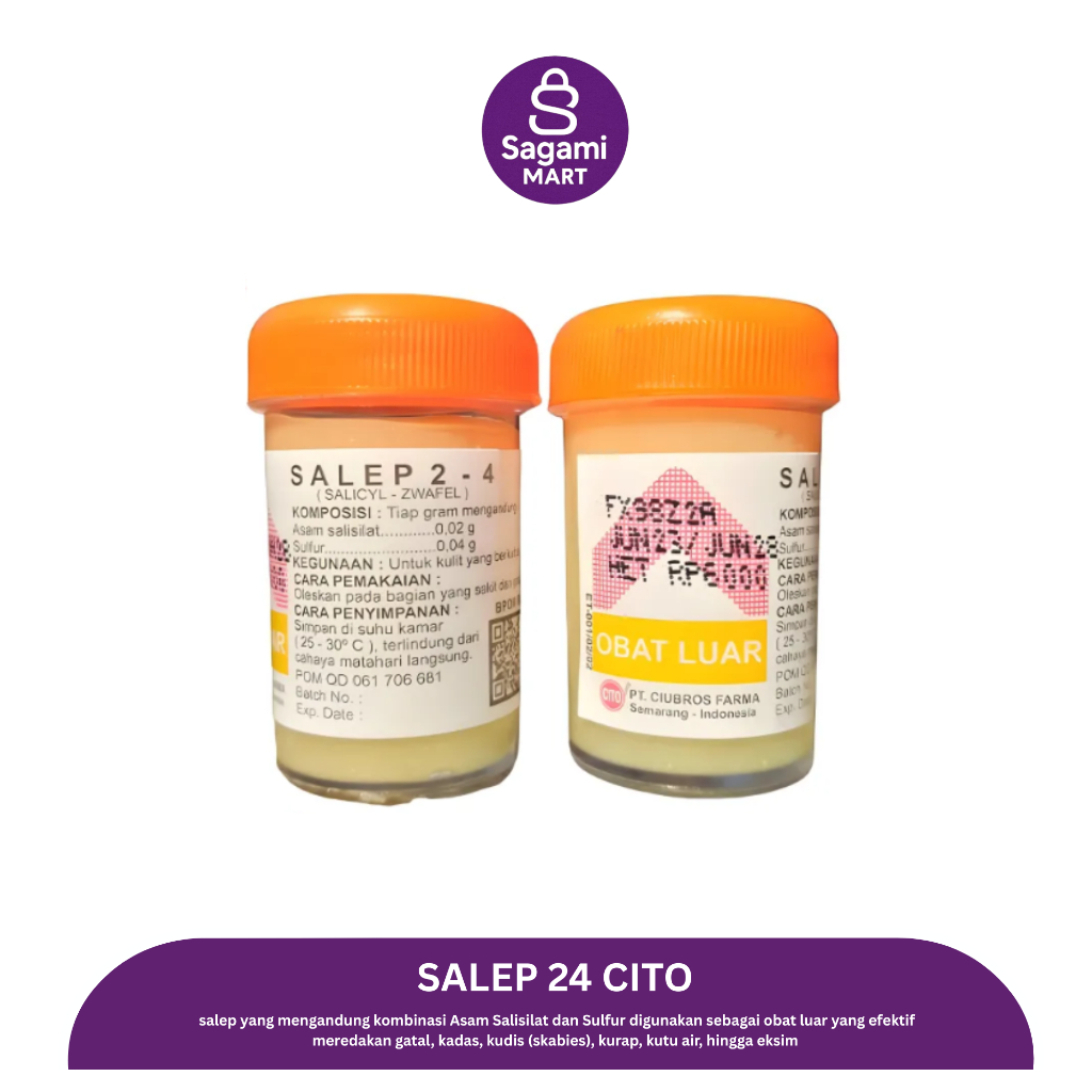 SALEP 24 Cito 15 gr | OBAT SALEP SULFUR BELERANG BPOM UNTUK KADAS KURAP EXIM JAMUR