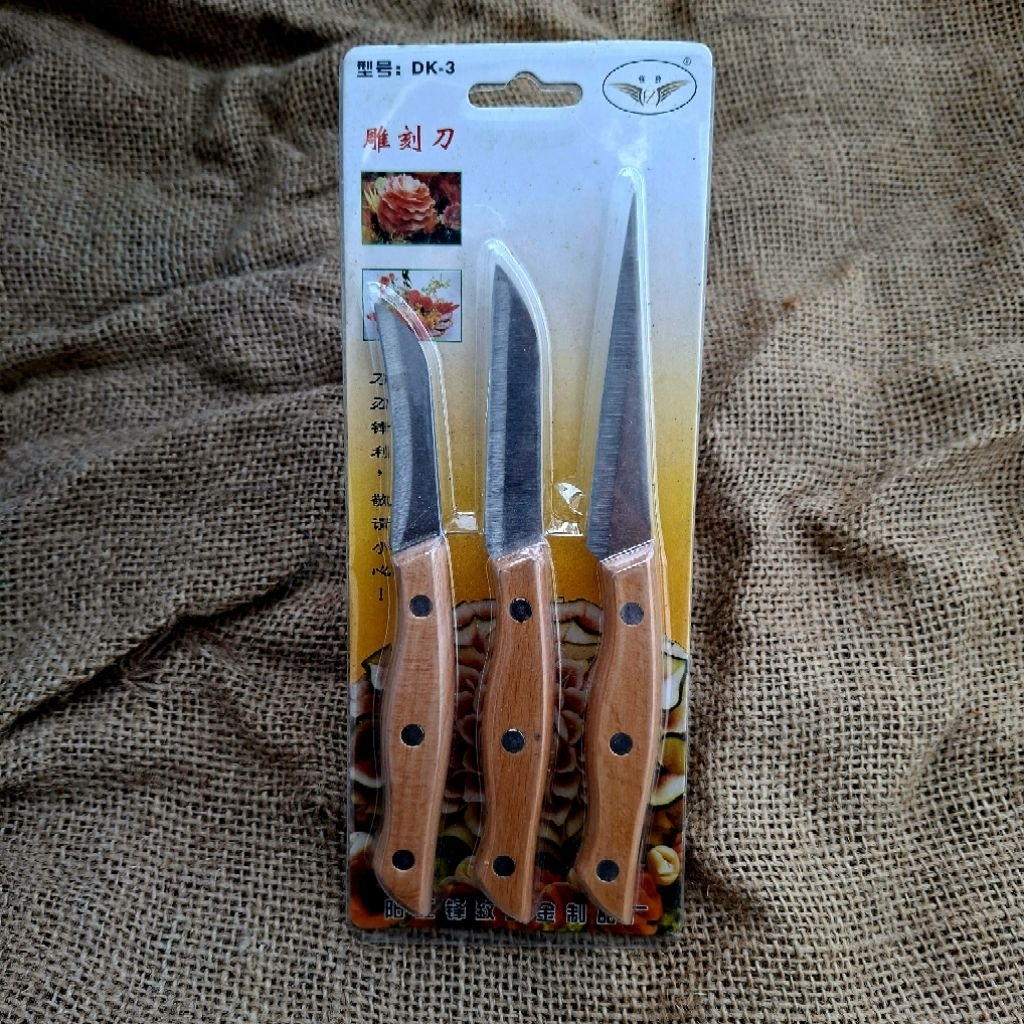 PISAU GARNIS / PISAU UKIR SET / PISAU UKIR BUAH 3 IN 1