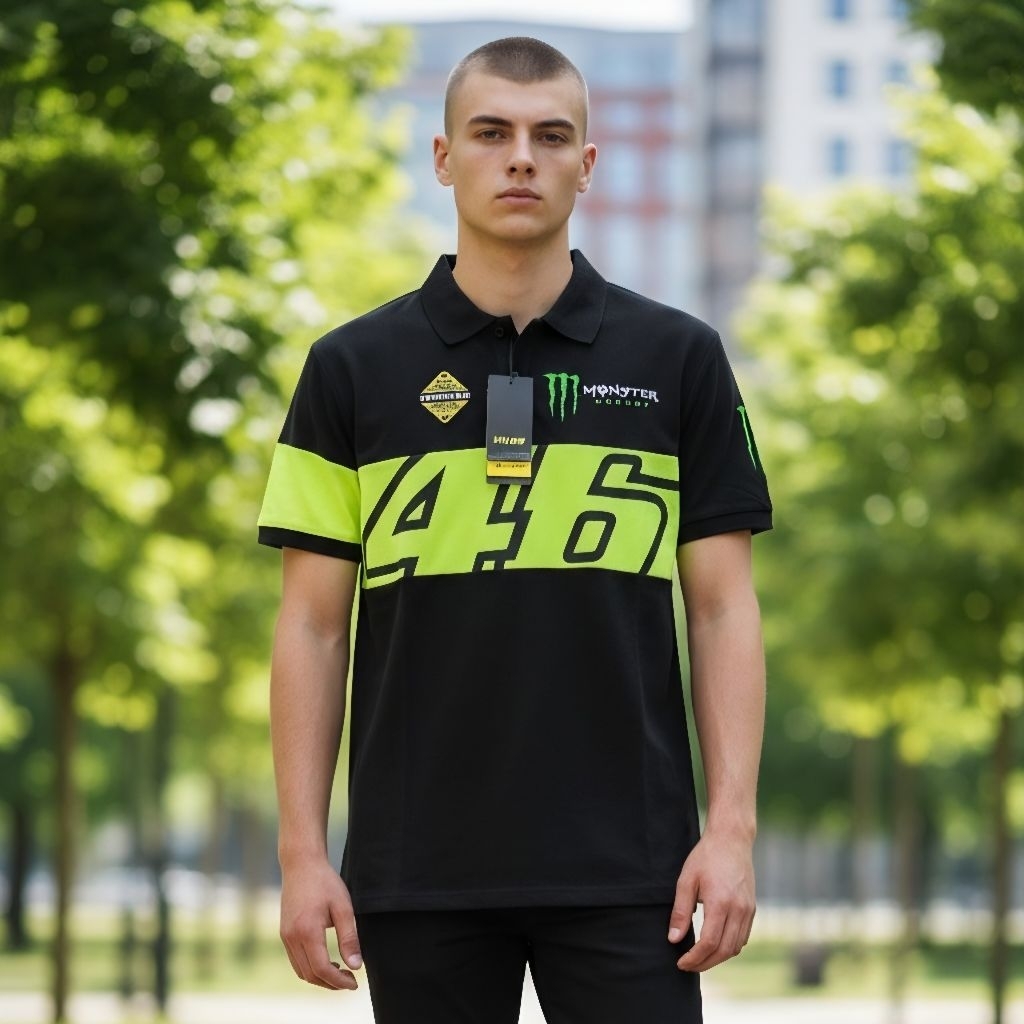 Baju VR46 Official Valentino Rossi Dual Monster Polo Shirt Original