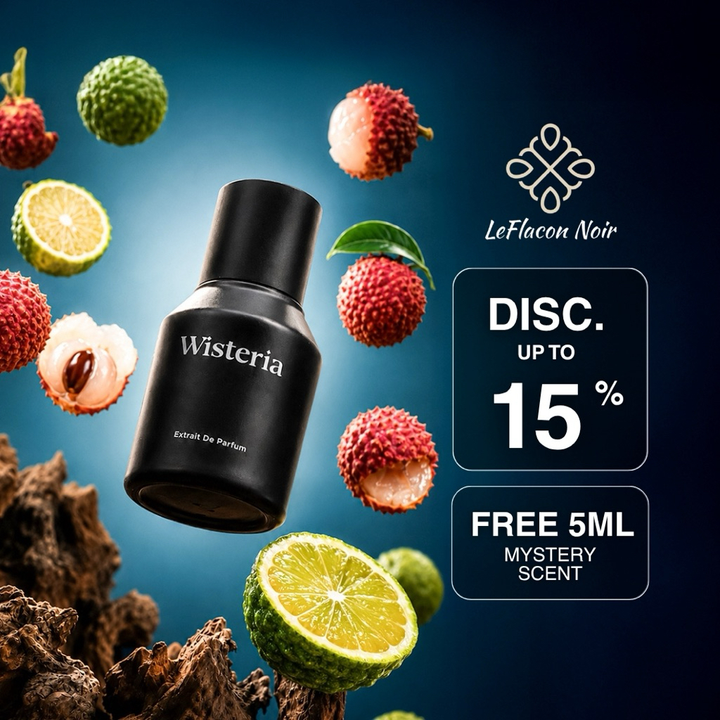 Parfum Pria Tahan Lama LeFlacon Noir Wisteria Extrait de Parfum Wangi Segar 35ml
