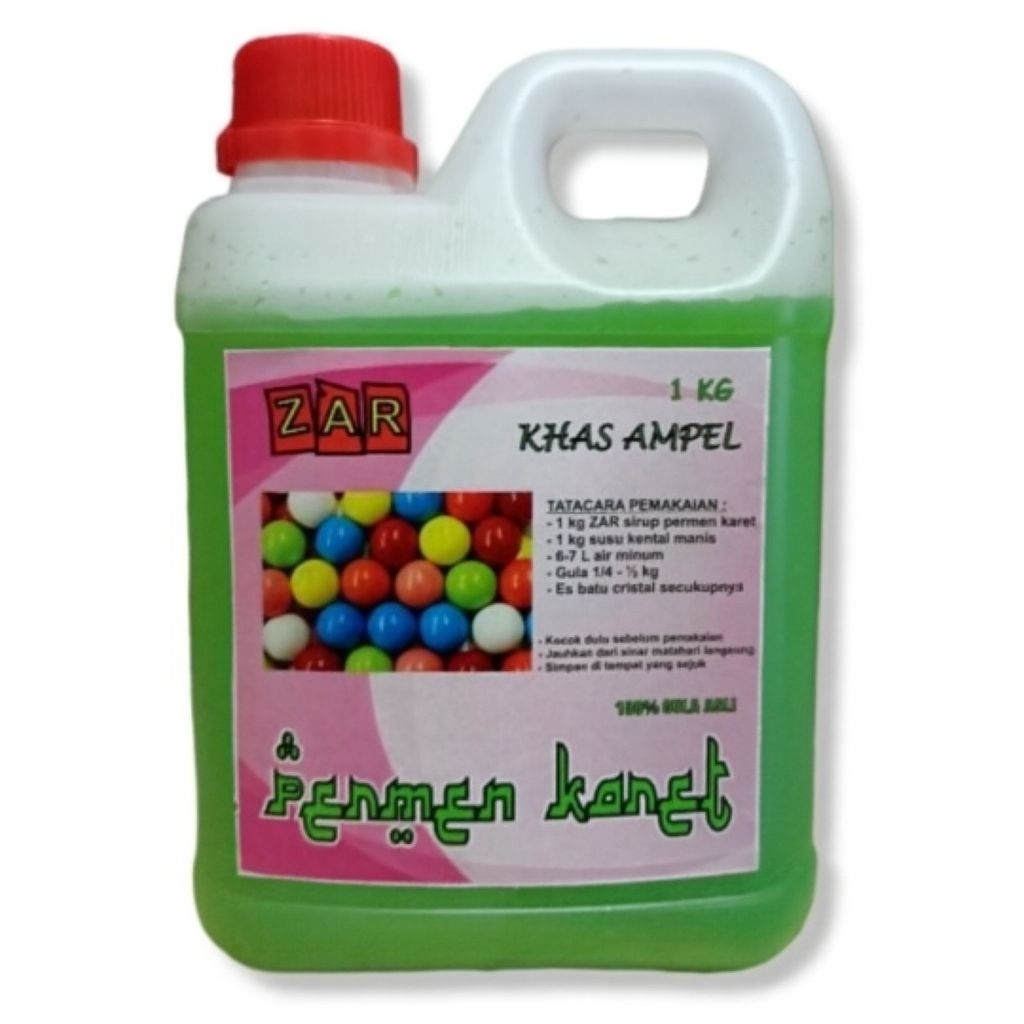 Sirup rasa permen karet hijau gula asli
