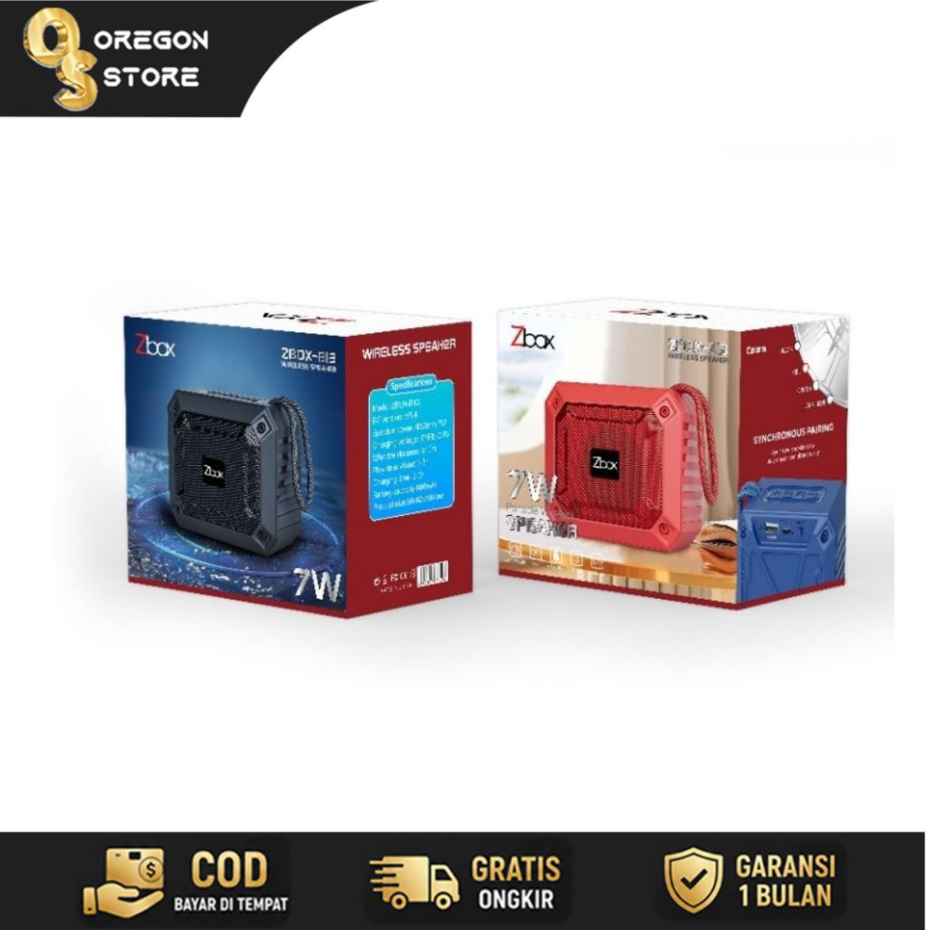 Speaker Musik Box Bluetooth Zbox-B13 7W Kotak Full Bass Termurah Full Audio/Zbox Sudah Izin Postel