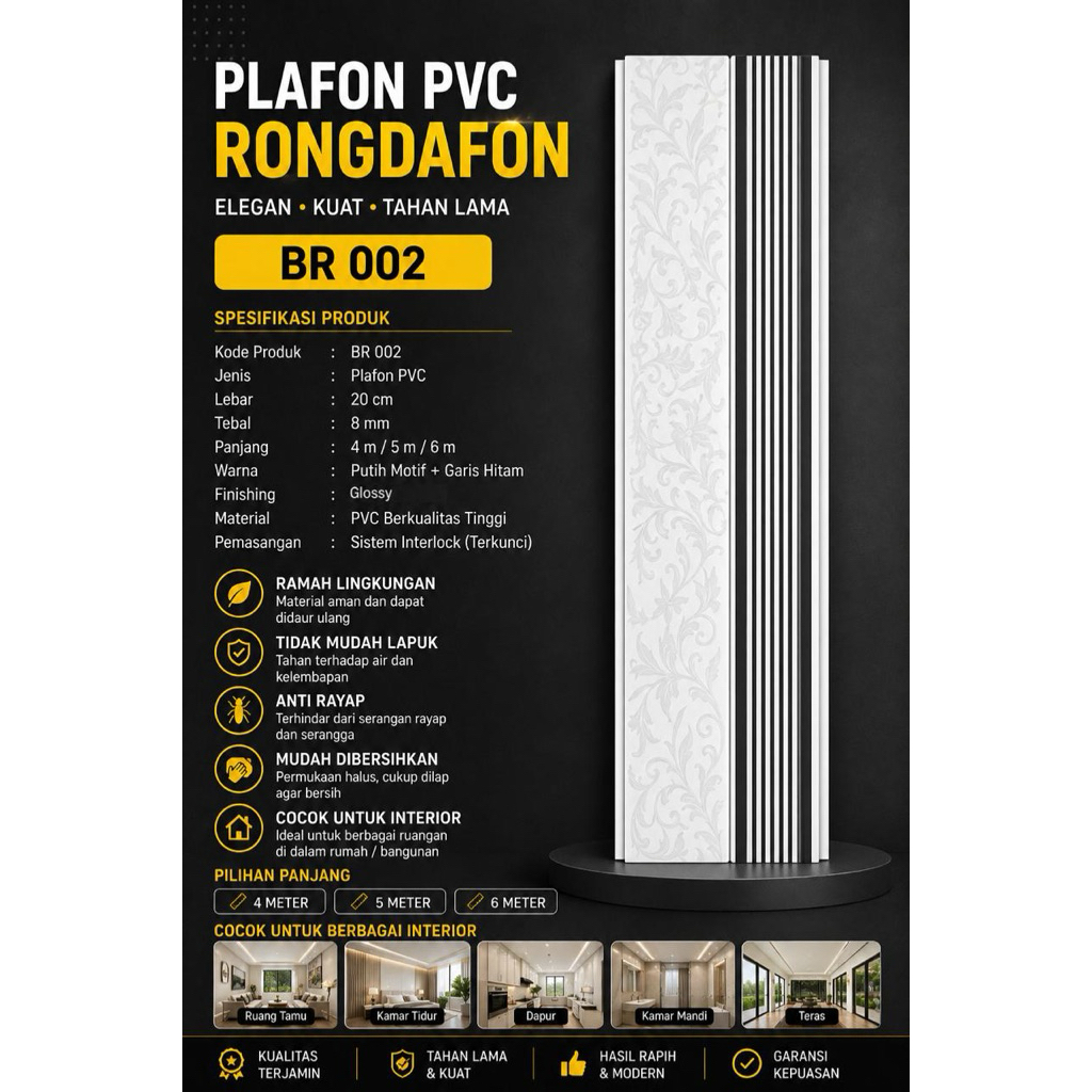 plafon pvc motif batik BR 002 GLOSSY RONGDAFON