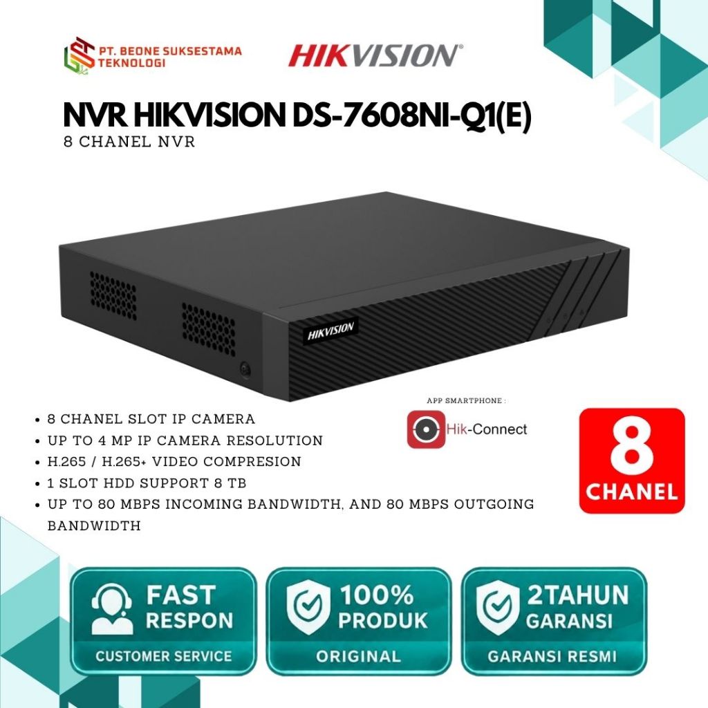 HIKVISION DS-7608NI-Q1(E) NEW NVR 8 Chanel 7600 New Series