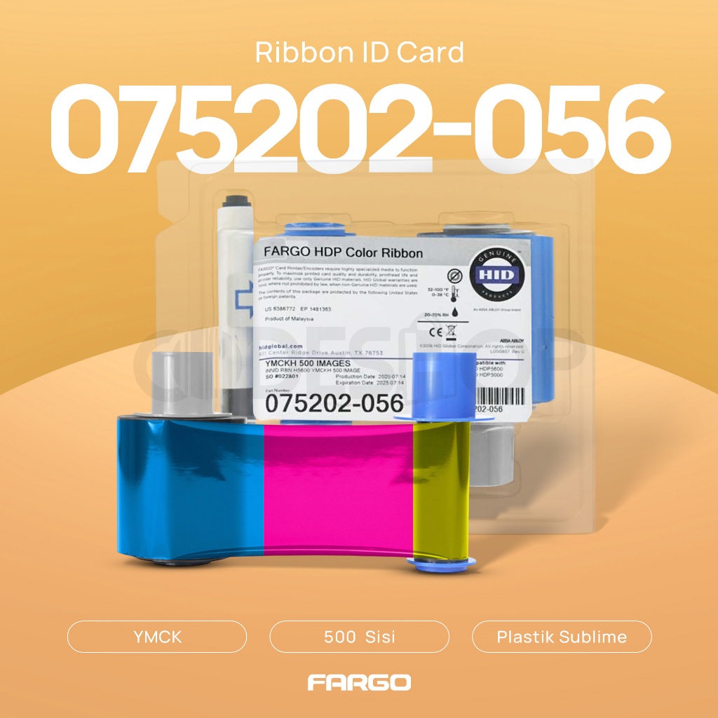 Ribbon Printer ID Card Fargo HDP5600 HDP5000 E-KTP PN 075202-056 Warna Color YMCKH Tinta 300 Sisi Or