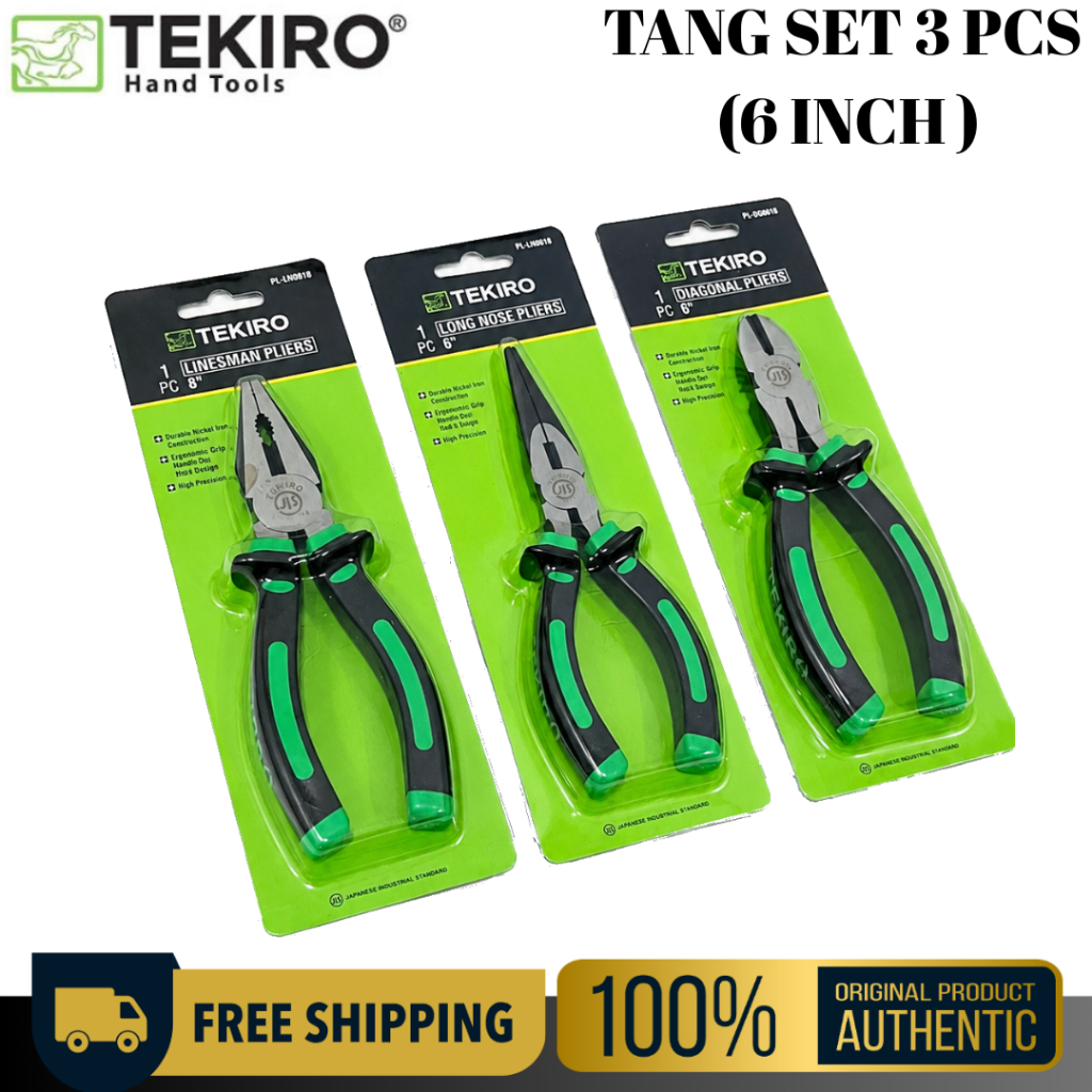 TEKIRO Tang Set 3 PCS 6 Inch / Tang Potong 6" Tang Kombinasi 6" Tang Lancip 6" Set 3in1 Tang Serbagu
