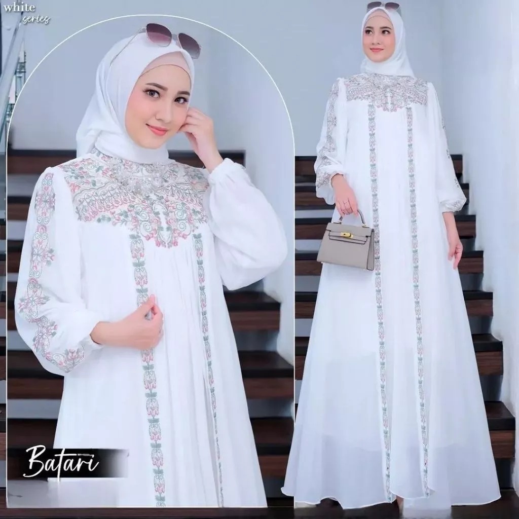 Dress Kondangan Simple Elegan Batari Dress NF Size M L XL XXL LD 100-120 CM Bahan Ceruty Babydoll Fu