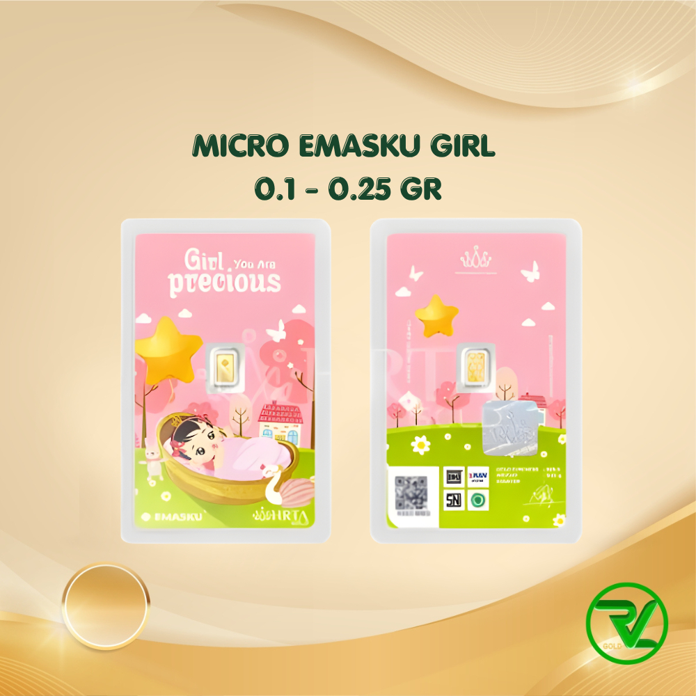 LOGAM MULIA MICRO GOLD EMASKU 0.1GR DAN 0.25GR BABY GIRL SERIES