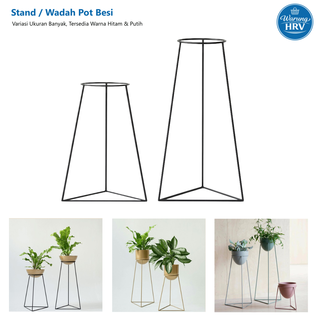 Standing Pot Besi / Wadah Pot Besi / Dudukan Pot Bunga - Model Kaki Segitiga