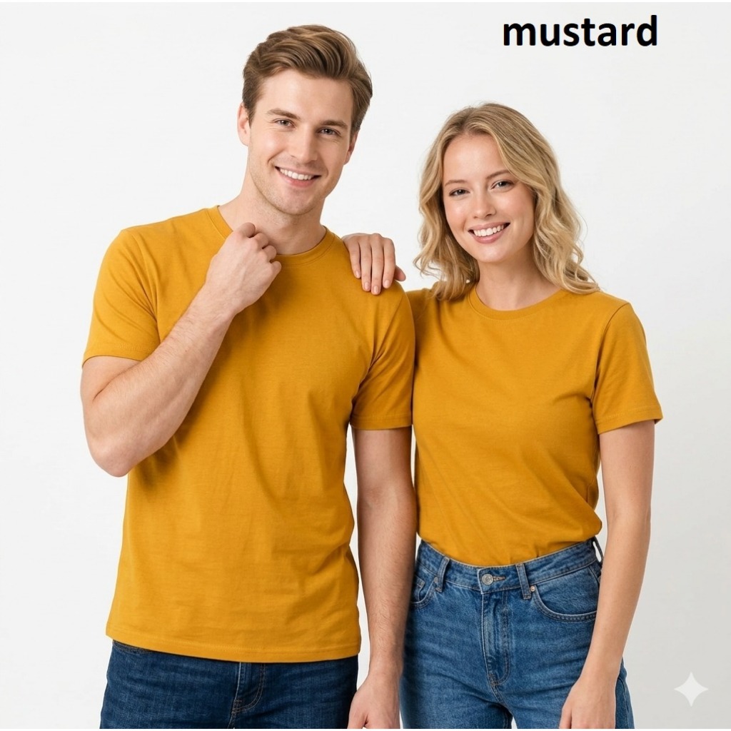 kaos polos MUSTARD  lengan pendek bahan semi katun combed 20s - grosir kaos polos - kaos polos - baj