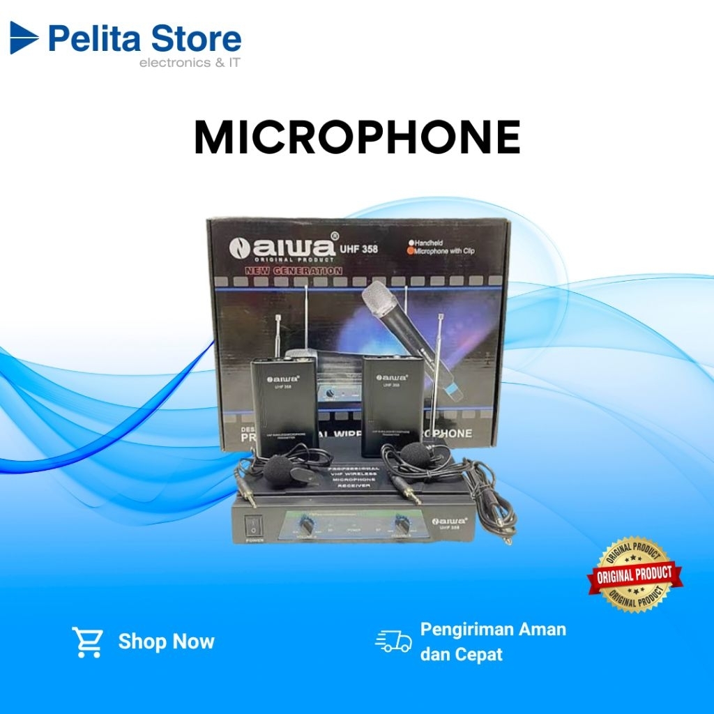 Aiwa Mic Wireless Microphone Pengeras Suara