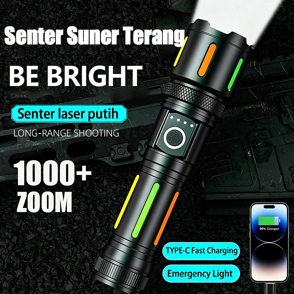 Ready stock Anbolt M26Pro Senter LED Super Terang Jarak Jauh Anti Air Senter LED 90000 Lumens Origin