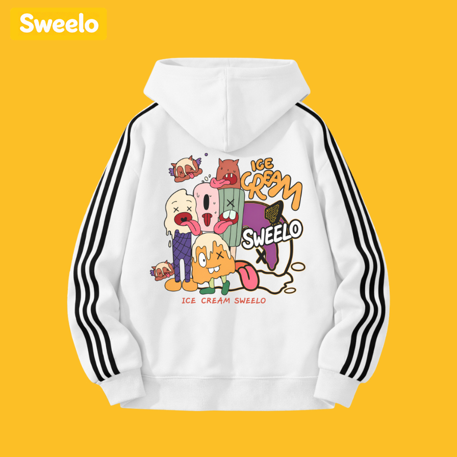 SWEELO Hoodie Oversize Tiga Garis Korea Premium Pria Wanita | Ice Cream style | Hoodie Wanita | Hood