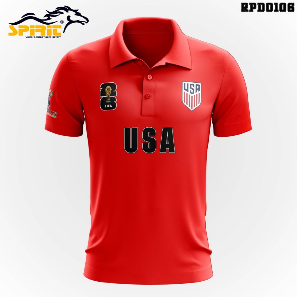 Kaos Polo Kerah USMNT Timnas Piala Dunia 2026 Sepak Bola Baju Polo  Lengan Pendek Jumbo