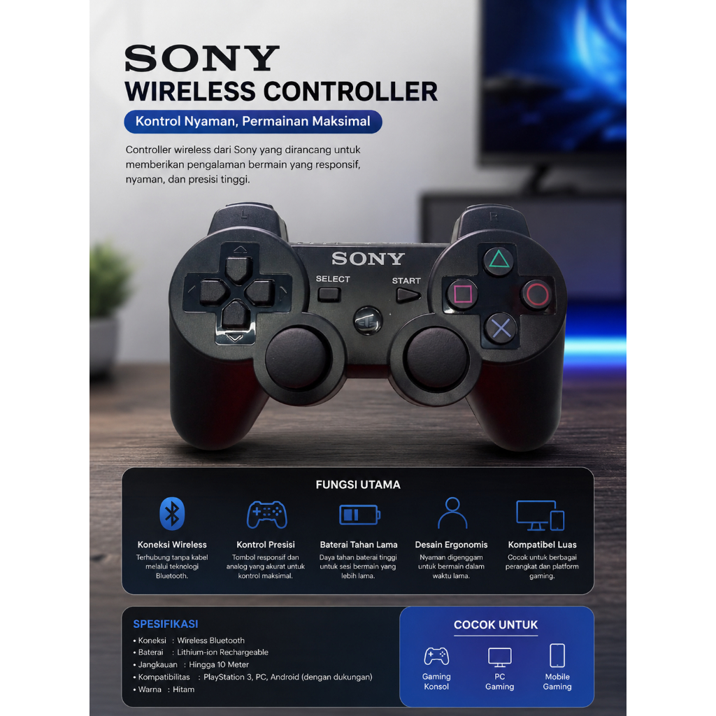 STIK PS3 SONY WIRELESS ORI PABRIK