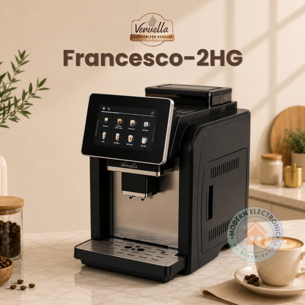 Venuella Francesco 2HG Mesin Kopi Full Otomatis Dual Boiler Layar Sentuh 7 Inci Hitam 220V
