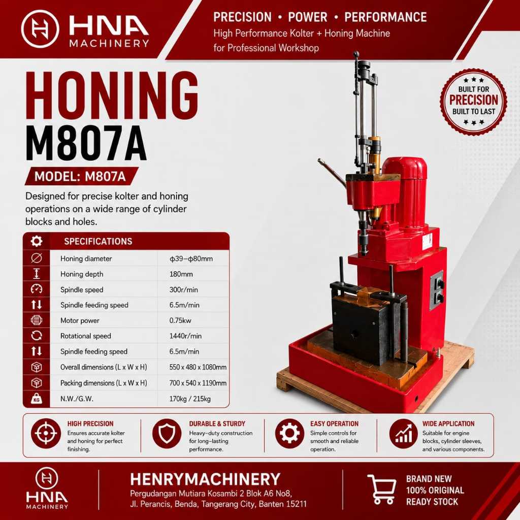 MESIN HONING / MESIN POLES / MESIN POLES PISTON M807A (BARU / NEW)
