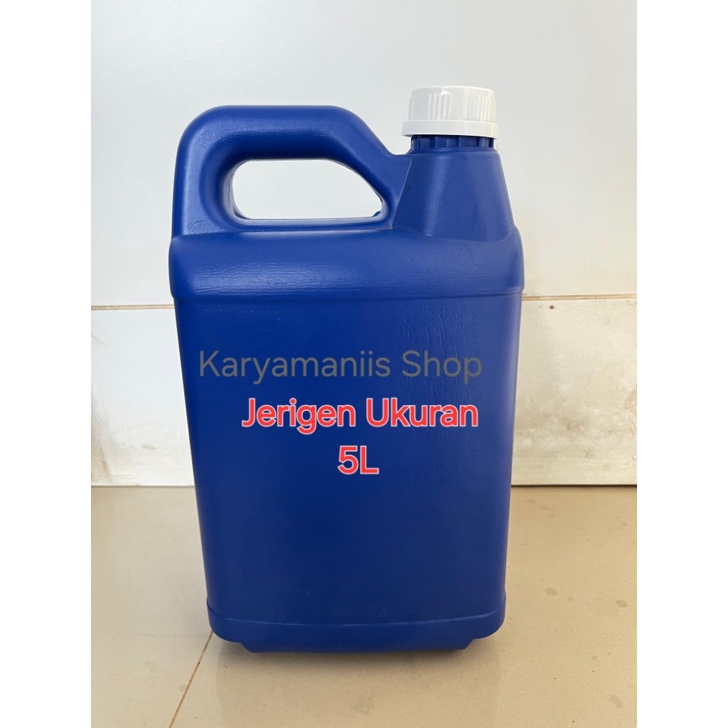 Jerigen Ukuran 5 Liter baru warna biru lengkap dengan tutup dan segel