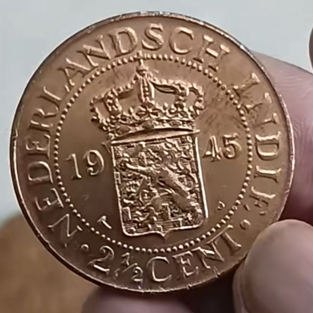 uang koin 2,5 cent Benggol Keroan Nederland indie thn 1945 asli