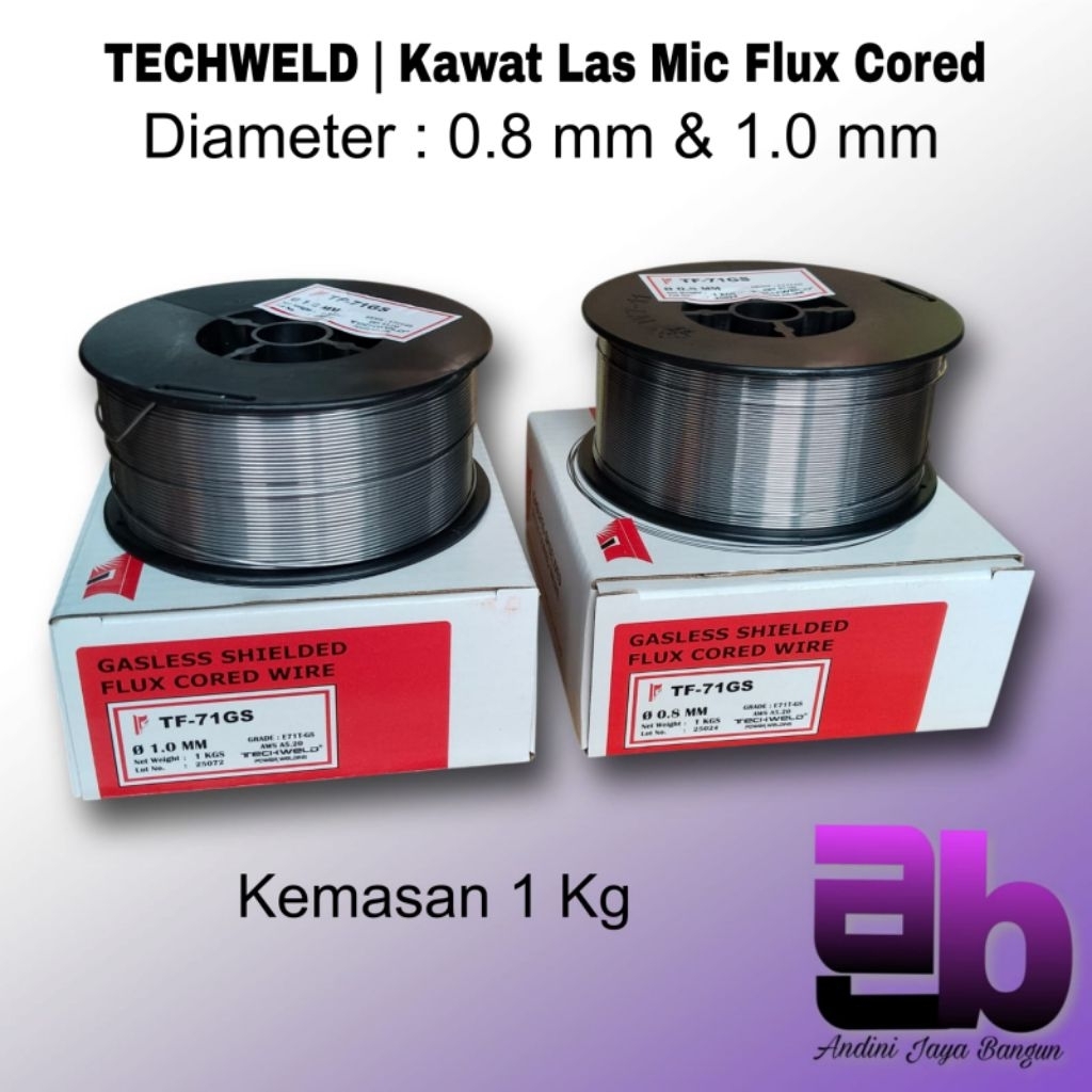 TECHWELD | Kawat Las MIG 0.8mm - 1.0mm | Kawat Las Roll Flux Core Kemasan 1 Kg