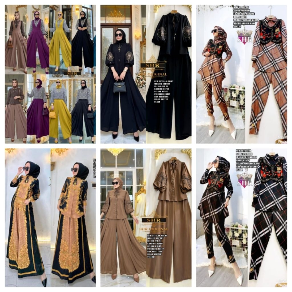 New SHR/syahira hijab ori  set kulot bunga  bangkok+setrok bunga bangkok+Setkulot bunga kipas cantik