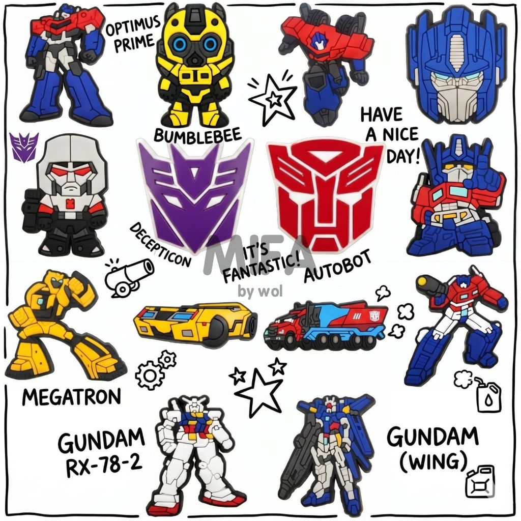 Pin Sandal Aksesoris Sendal Transformers Optimus Prime Bumblebee untuk Hiasan Charm Sepatu Baim Kodo