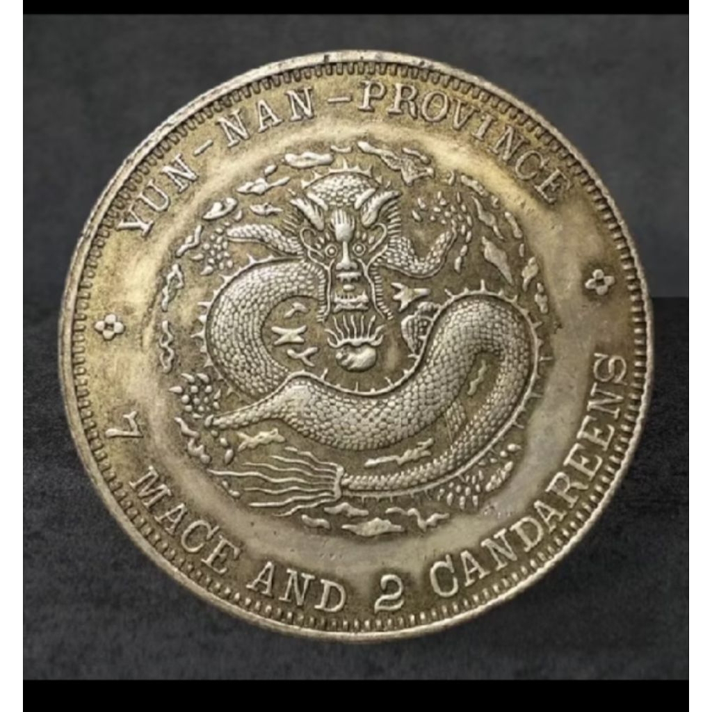 Koin Perak Naga Dynasty Fengshui China Replika dengan Desain Naga Elegan dan Detail Provin Cheng Tun