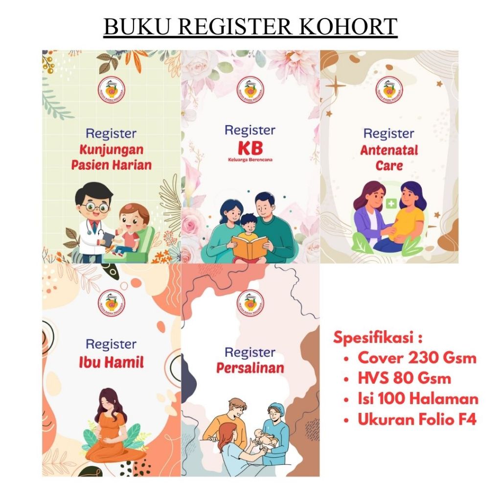 Buku Register Kohort Kebidanan Lengkap Ibu Hamil Persalinan KB ANC Kunjungan Harian Bidan PMB F4 100