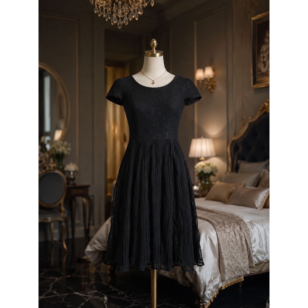 dress brokat brukat Lace renda mix rok plisket bunga flower floral vintage mewah premium elegant kor