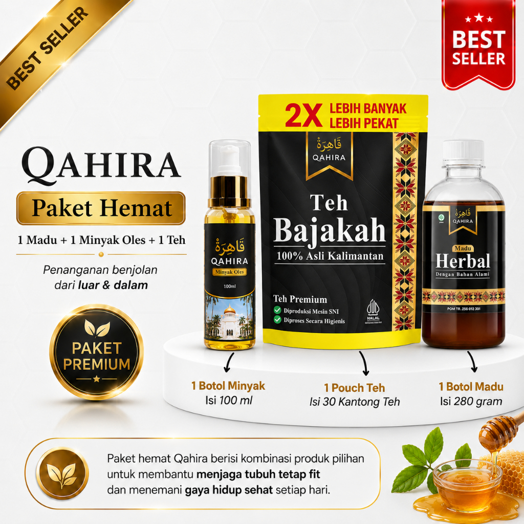 Qahira Paket Hemat Murah Isi Minyak Oles Teh Bajakah Madu Herbal Asli Kalimantan