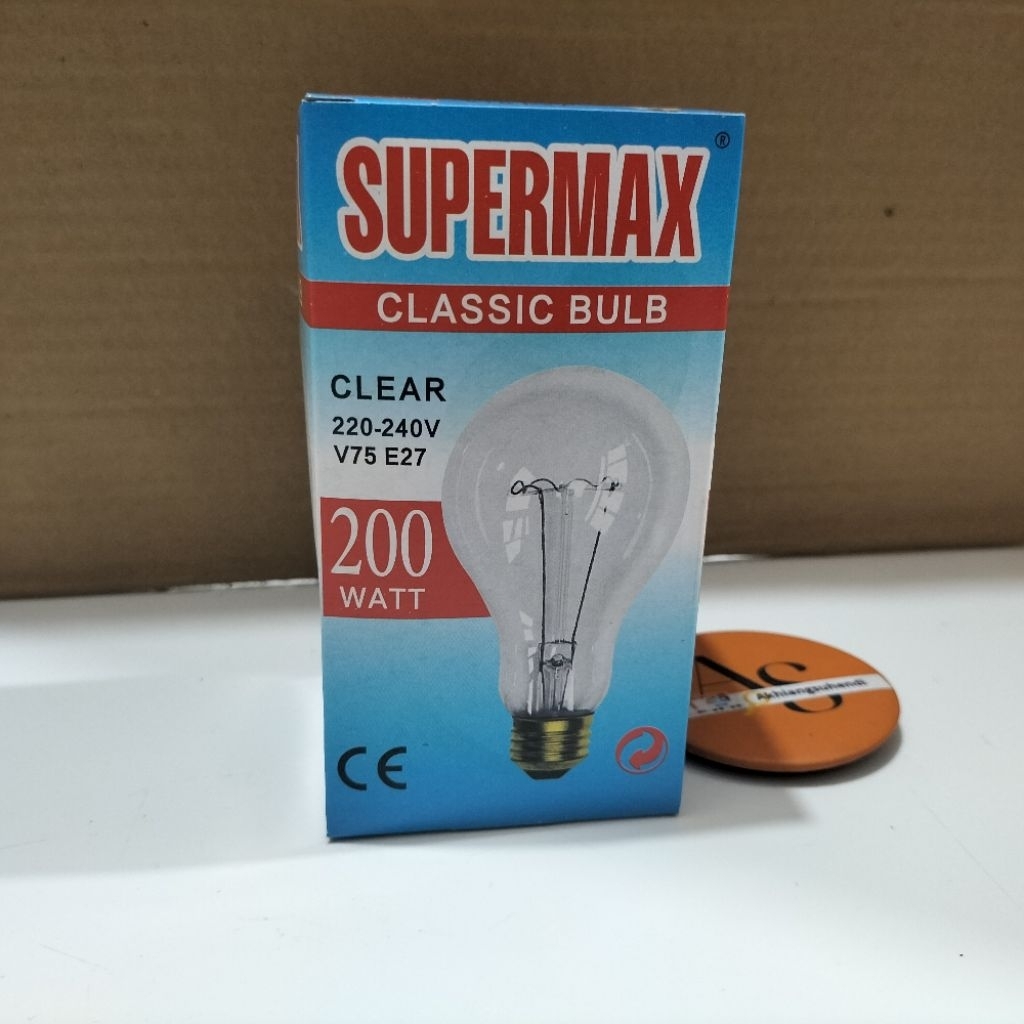 Lampu Pijar 200 Watt SUPERMAX / VISICOM Cahaya Kuning Hangat / Supermax 200 Watt