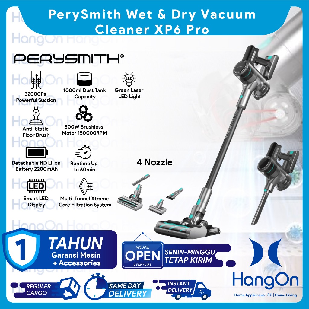 PerySmith XP6 Pro Cordless Wet & Dry Vacuum Cleaner Anti Dust Mite with LED Light & LED Display Vaku