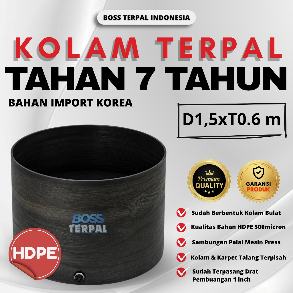 Kolam Karpet Talang Praktis Ukuran D1.5xT0.6 Siap Pakai Bahan HDPE 500 Mikron