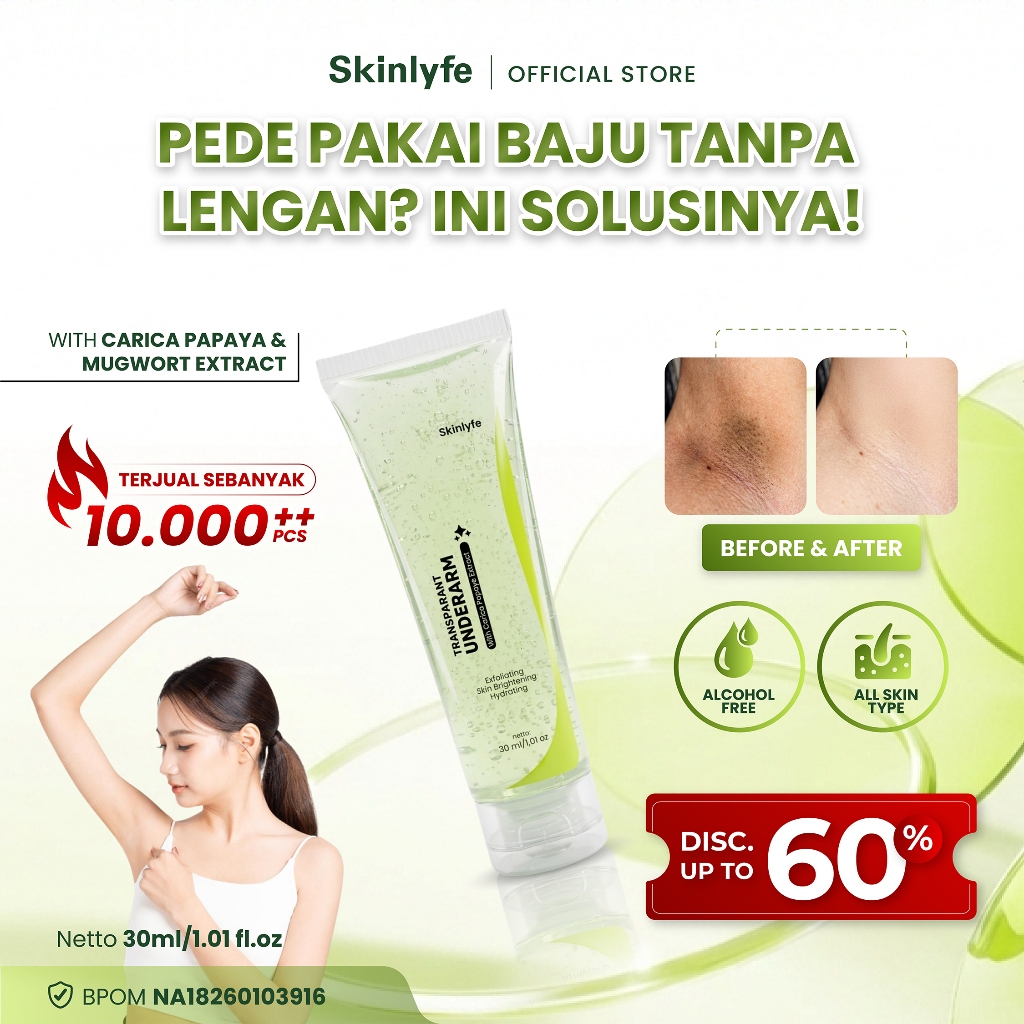 Skinlyfe Underarm pemutih ketiak ampuh cepat pemutih ketiak hitam pemutih bokong krim pencerah bpom