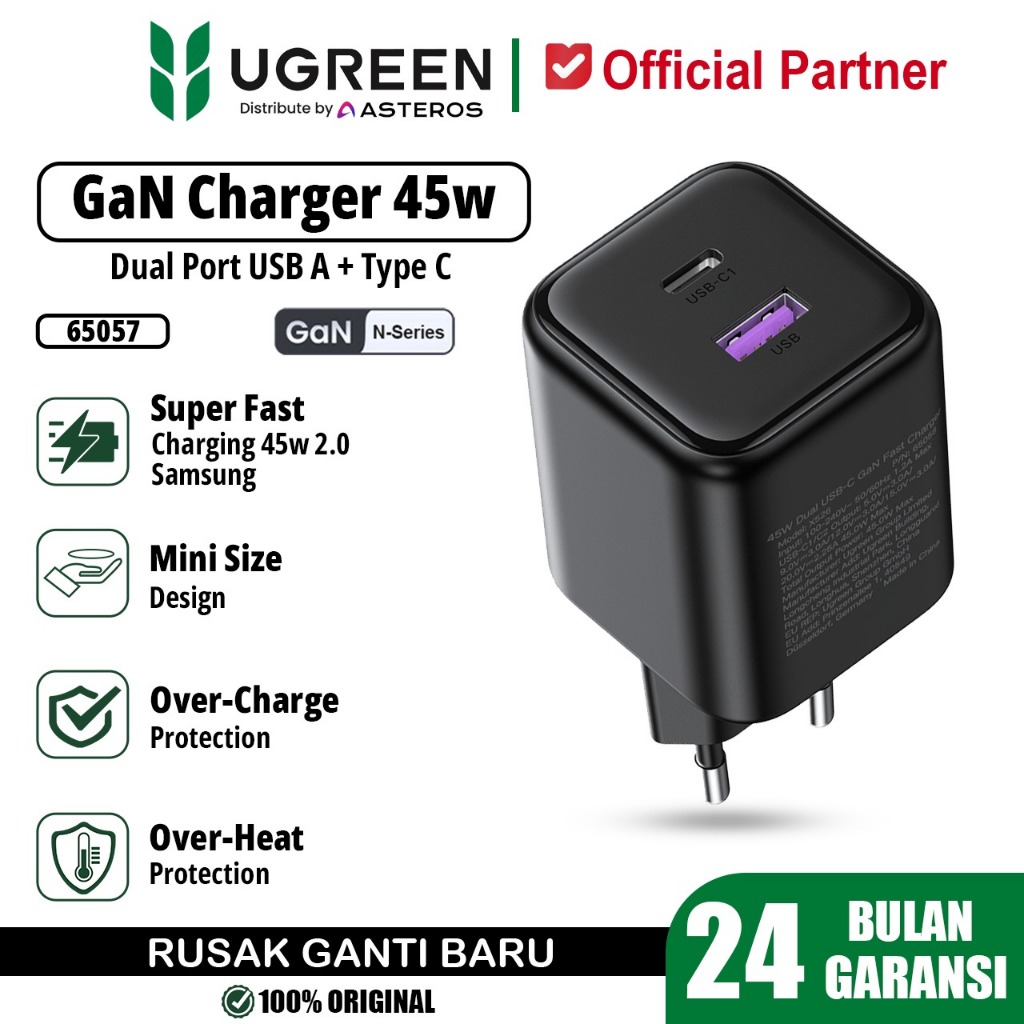 UGREEN DUAL PORT USB A + TYPE-C 45W 65057