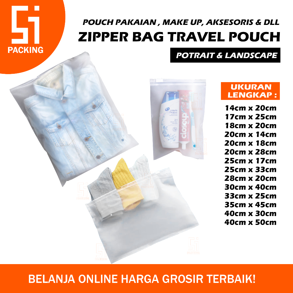 Zipper Lock Plastik Baju Pouch Make Up Aksesories Sabun Alat Mandi Travel Bag Organizer