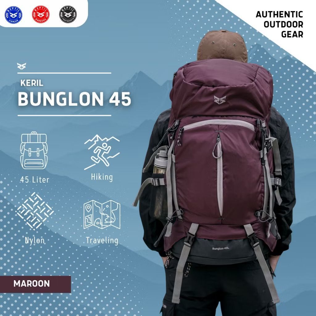 TAS GUNUNG/CARRIER 45L REPTIL ADVENTURE BUNGLON series