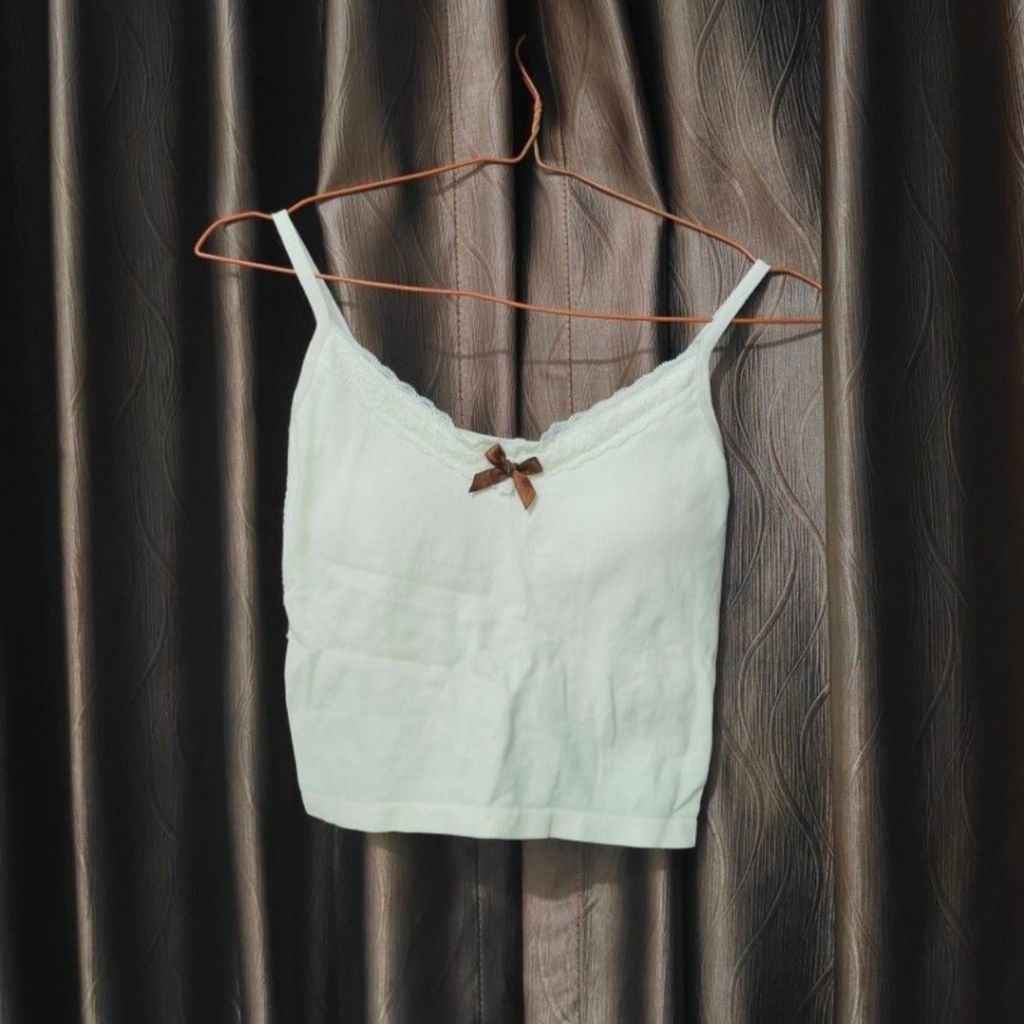 Tanktop bra lace knit yellow inner blouse include cup bra