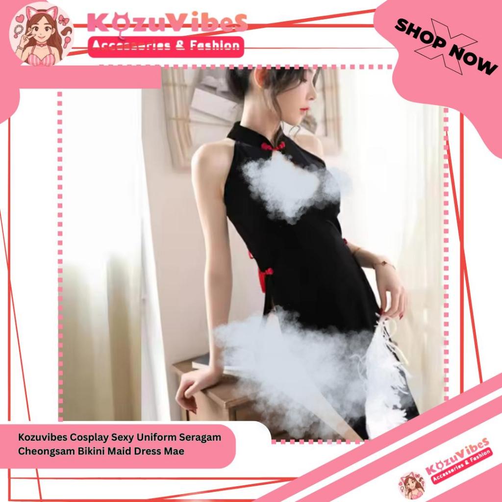 Kozuvibes Cosplay Sexy Uniform Seragam Cheongsam Bikini Maid Dress Mae