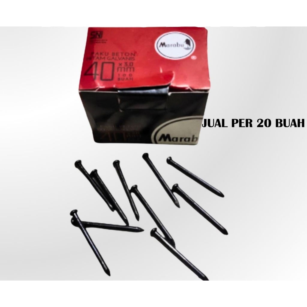 Per 20l buah Paku Beton 12 cm Marabu Hitam Paku Tembok Dinding 120 mm Concrete Nail Kayu
