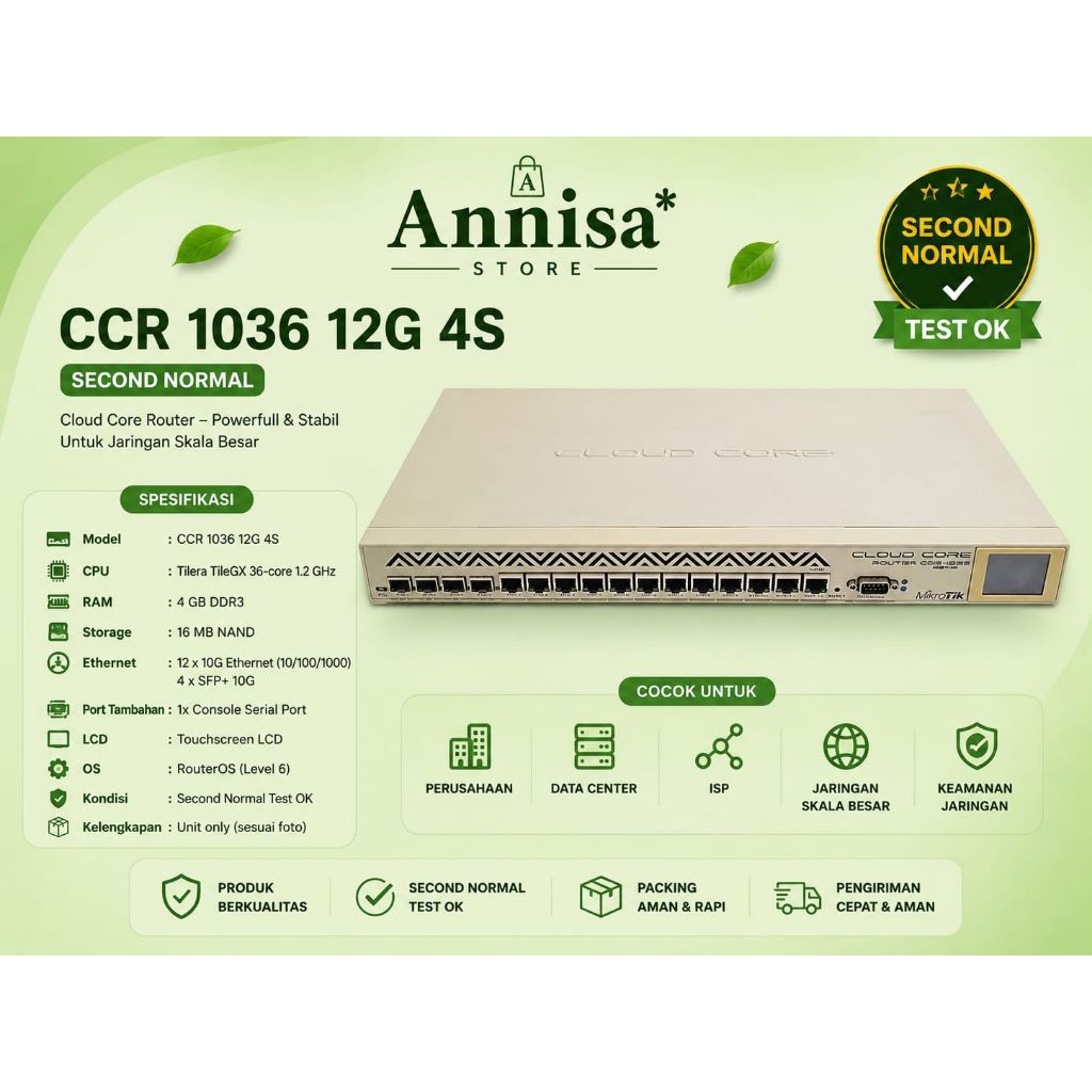 MikroTik CCR1036-12G-4S (Cloud Core Router) Second Normal