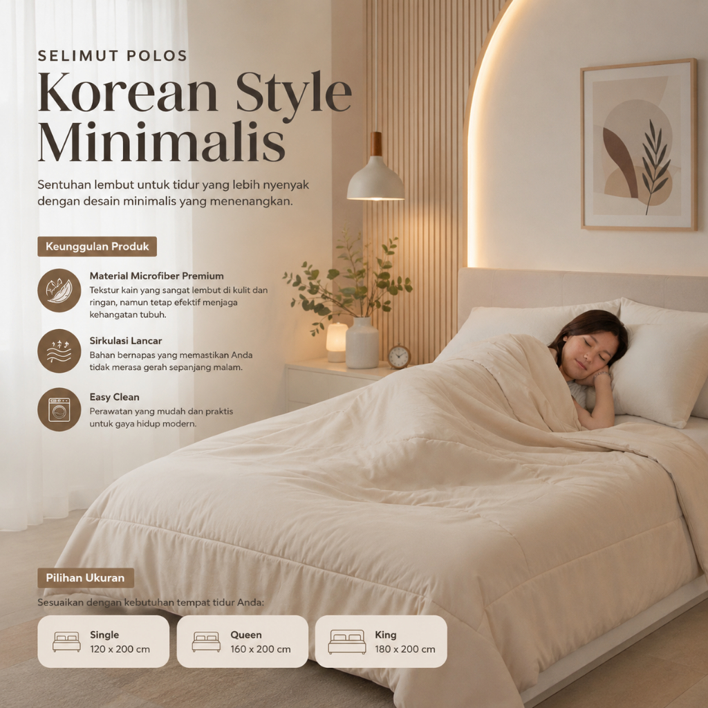 DTG Dream Home Selimut Bedcover Polos Aesthetic Minimalis Korean - Selimut Single King Wedding Gift