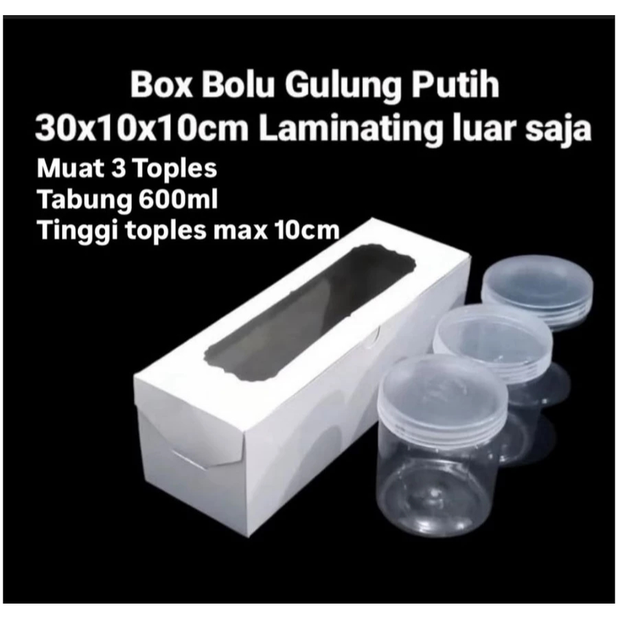 Box Bolu Gulung 30x10x10cm Laminasi DALAM jadi aman gak rembes minyak