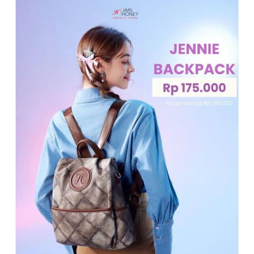 JENNIE BACKPACK JIMS HONEY TAS RANSEL WANITA ANAK PEREMPUAN CEWEK KEKINIAN CANTIK KADO TAS SEKOLAH P