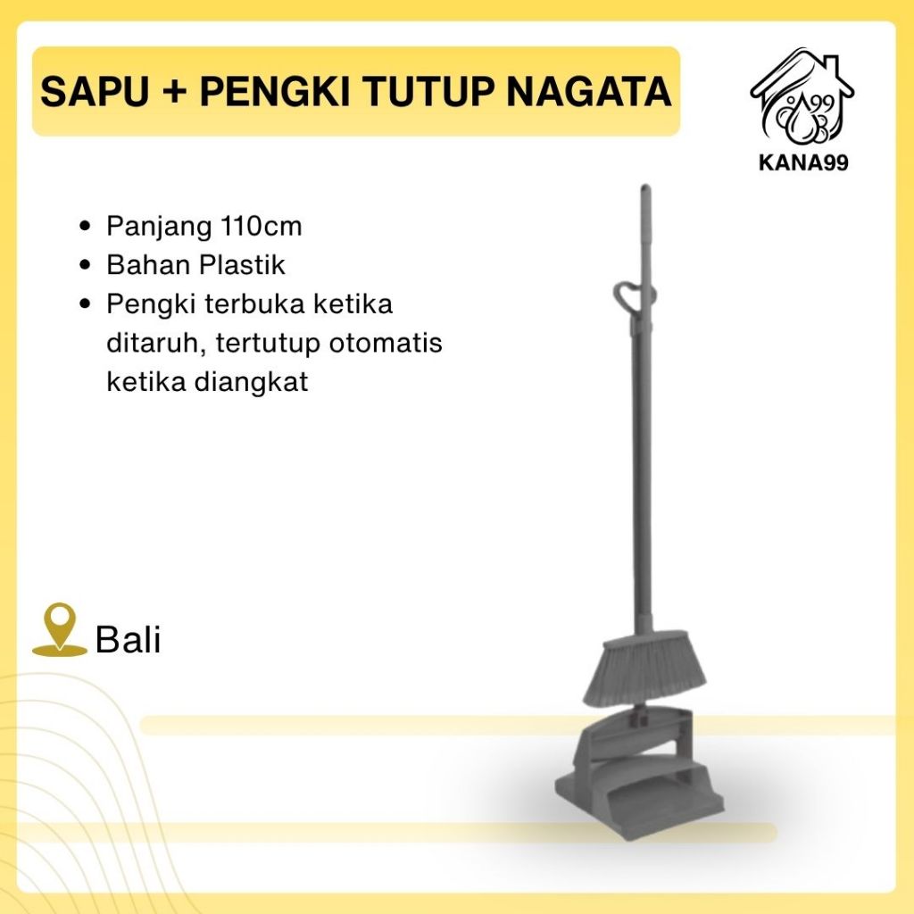 Sapu Pengki Tutup Set Nagata Abu Cleaning Tool Profesional Kana99
