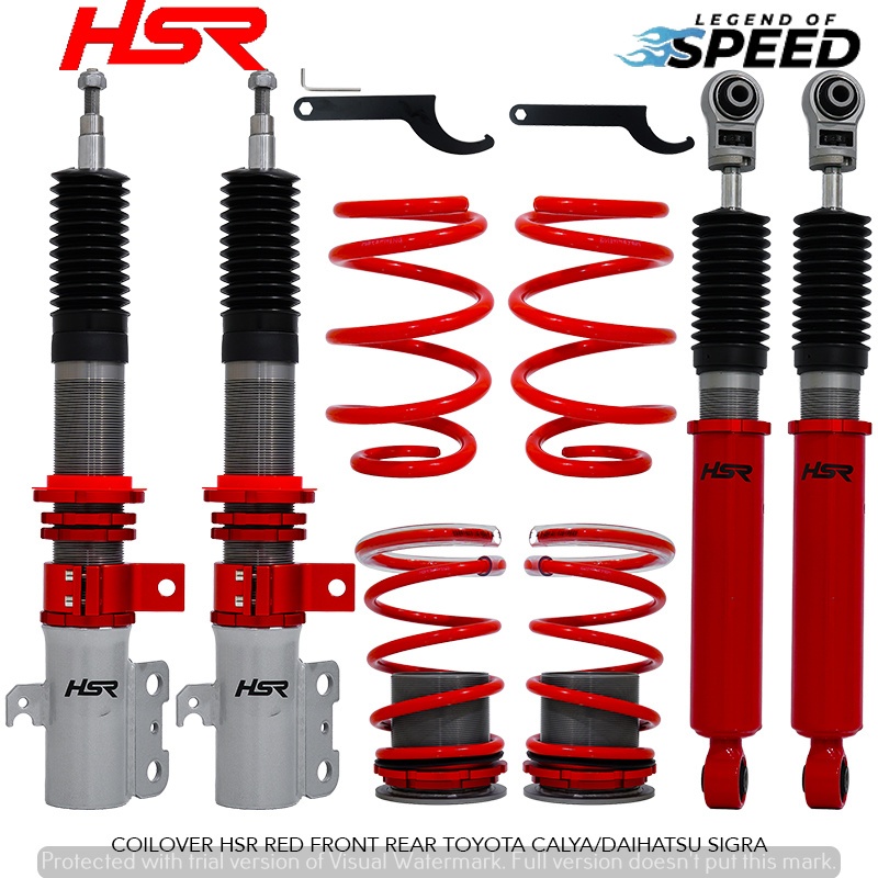 READY COILOVER HSR RED FRONT REAR UNTUK MOBIL TOYOTA CALYA/DAIHATSU SIGRA