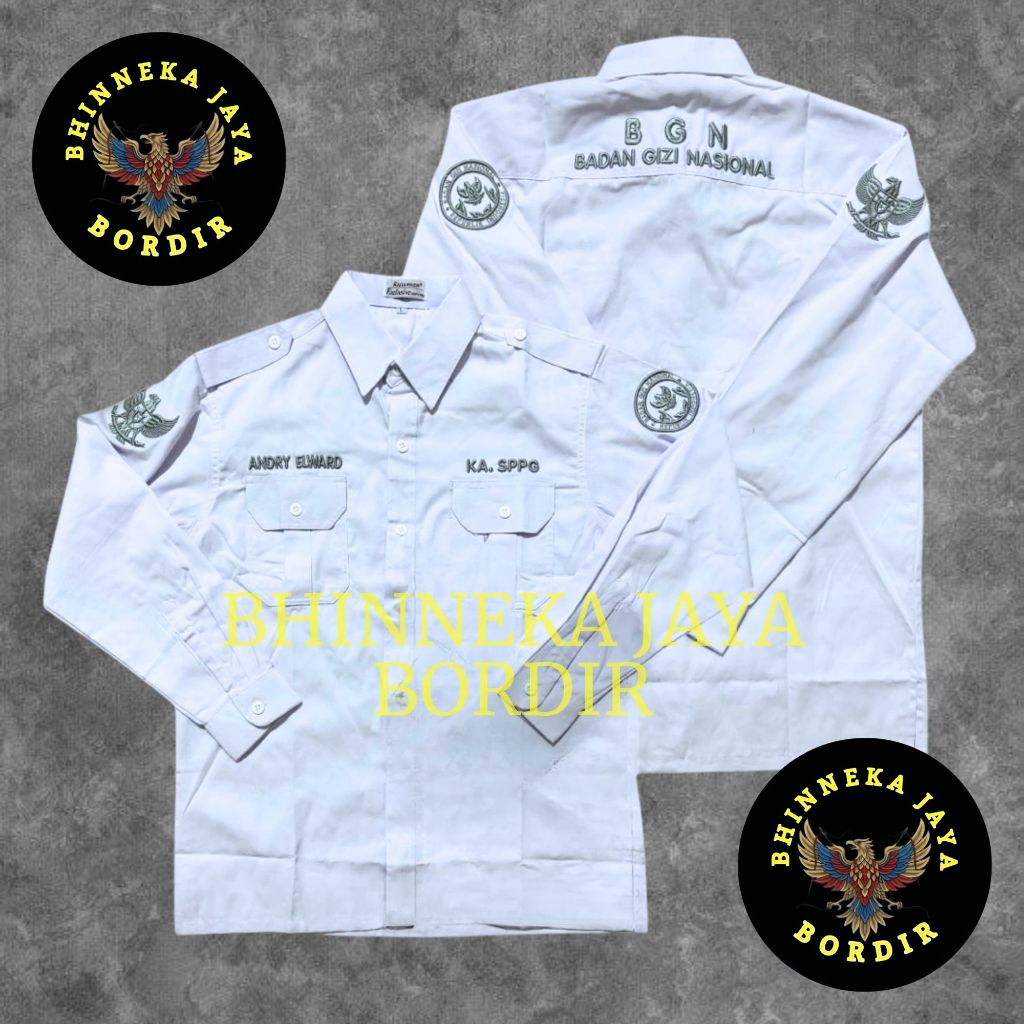 KEMEJA BGN/SPPG FULL BORDIR TIMBUL 3D TERBARU