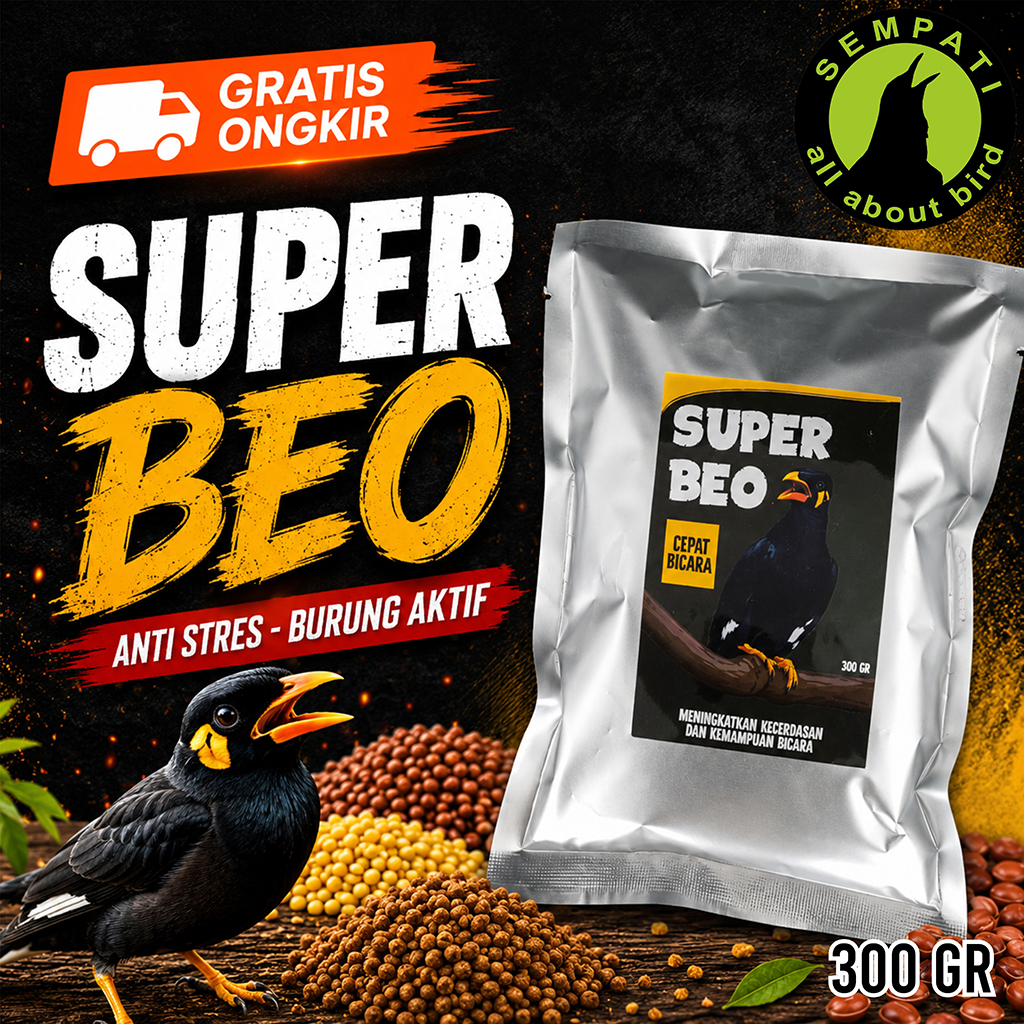 SEMPATI Pakan Super Beo Kristal Voer Pur Pakan Khusus Burung Beo Cepat Bicara Voor Pellet Makanan Ha