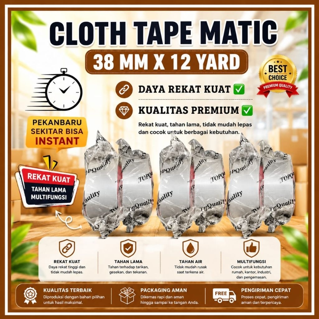 OBRALL CLOTH TAPE MATIC SILVER - LAKBAN JILID - LAKBAN KAIN - LAKBAN WARNA SILVER - MERK MATIC-LAKBA